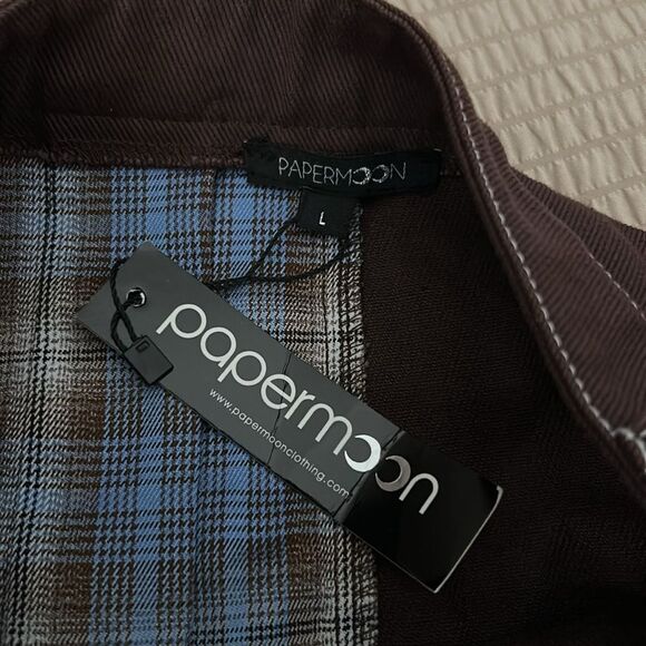 New with tags, papermoon, large Brown and Blue Plaid Women's Skirt - Picture 5 of 7